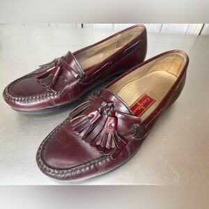 Cole Haan Loafers Mens 9.5 Burgundy Leather Tassel Casual Dress Shoes Vintage